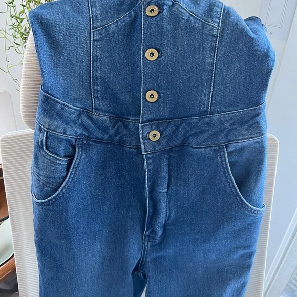 Women's Blue Denim Jumpsuit - Picture 5 of 8